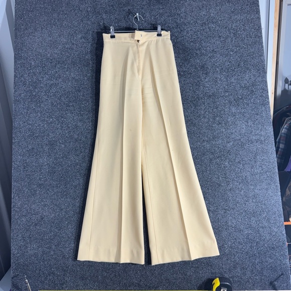 Vintage 70s High Waisted Wide Leg Flare Pants Cream Talon Zipper Women’s Small - Picture 1 of 15
